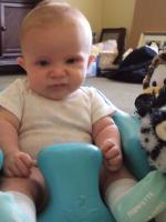 Paige at 11 weeks in her Bumbo